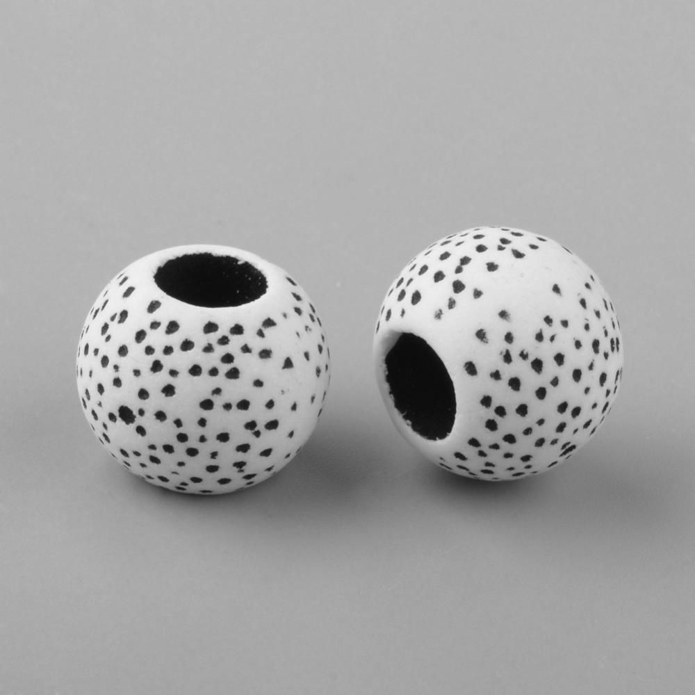 13.5x11.5mm White Large Hole Imitation Acrylic Bodhi Beads 40pcs