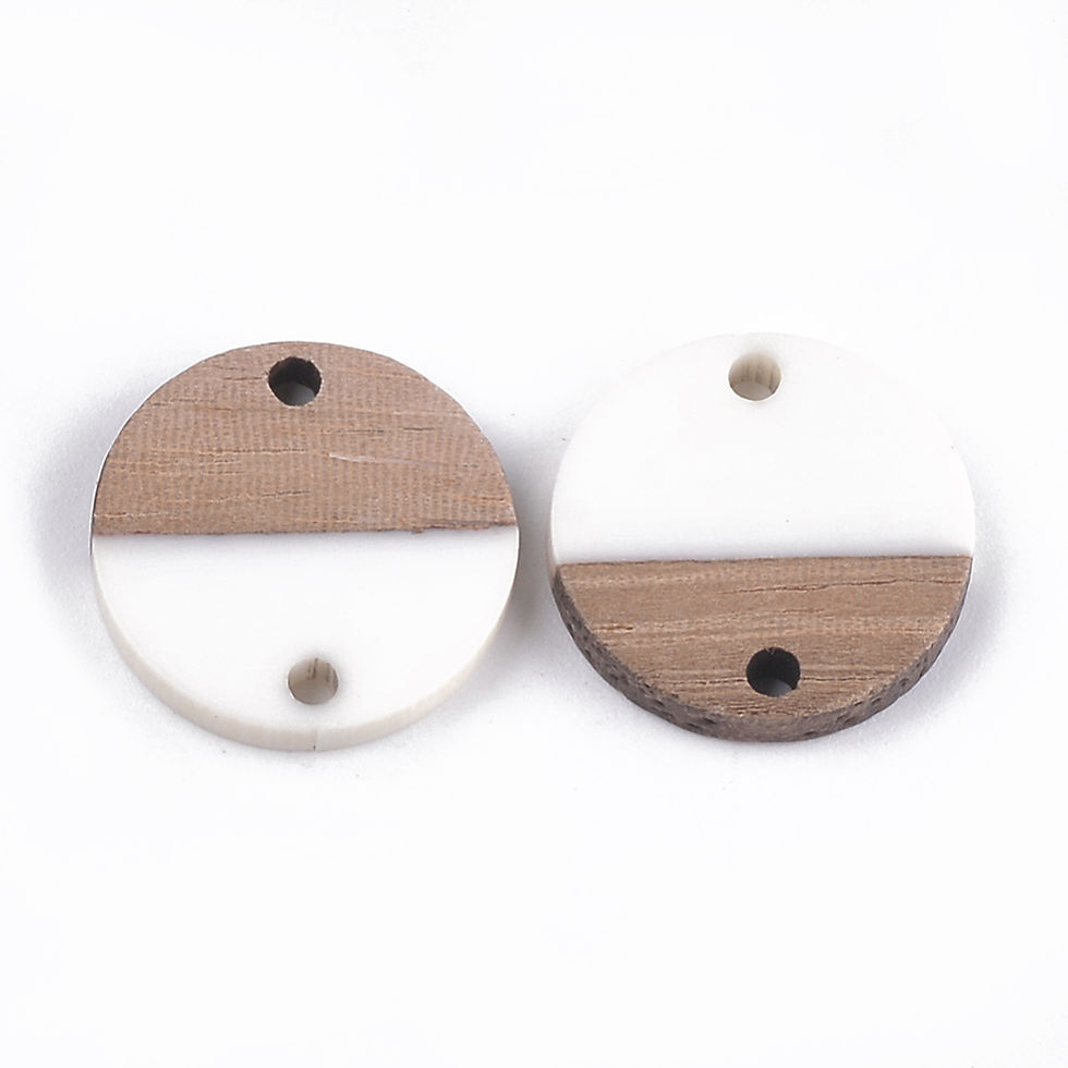 Thumbnail: Resin & Wood Flat Round Connectors Beads 18mmx3.5mm  10pcs