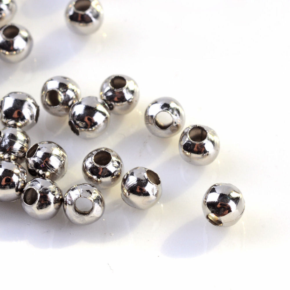100pcs 4MM Iron Platinum Silver Spacer Beads