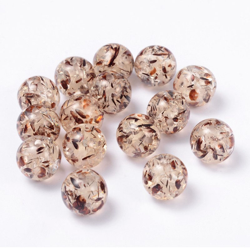 Amber & Pale Goldenrod Round Resin Beads 16mm 20pcs