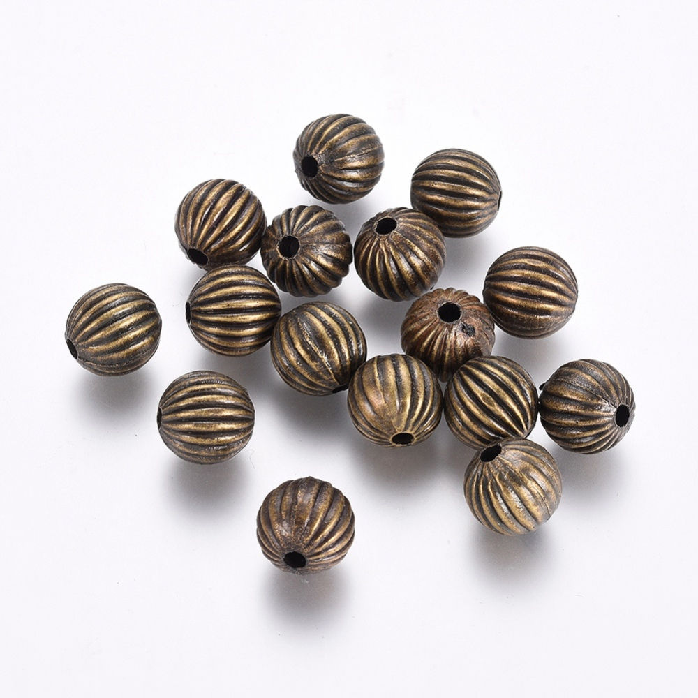 CCB Plastic Antique Bronze Corrugated Beads 10mm 50pcs
