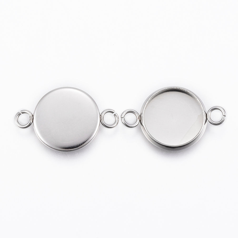 Silver 12mm Bezel Tray connector Charms 10pcs