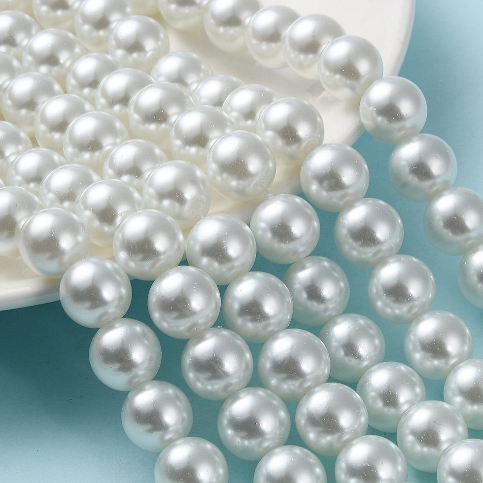 Thumbnail: 12mm White Glass Pearl Beads Strand Pearlised Jewellery Making 70pcs