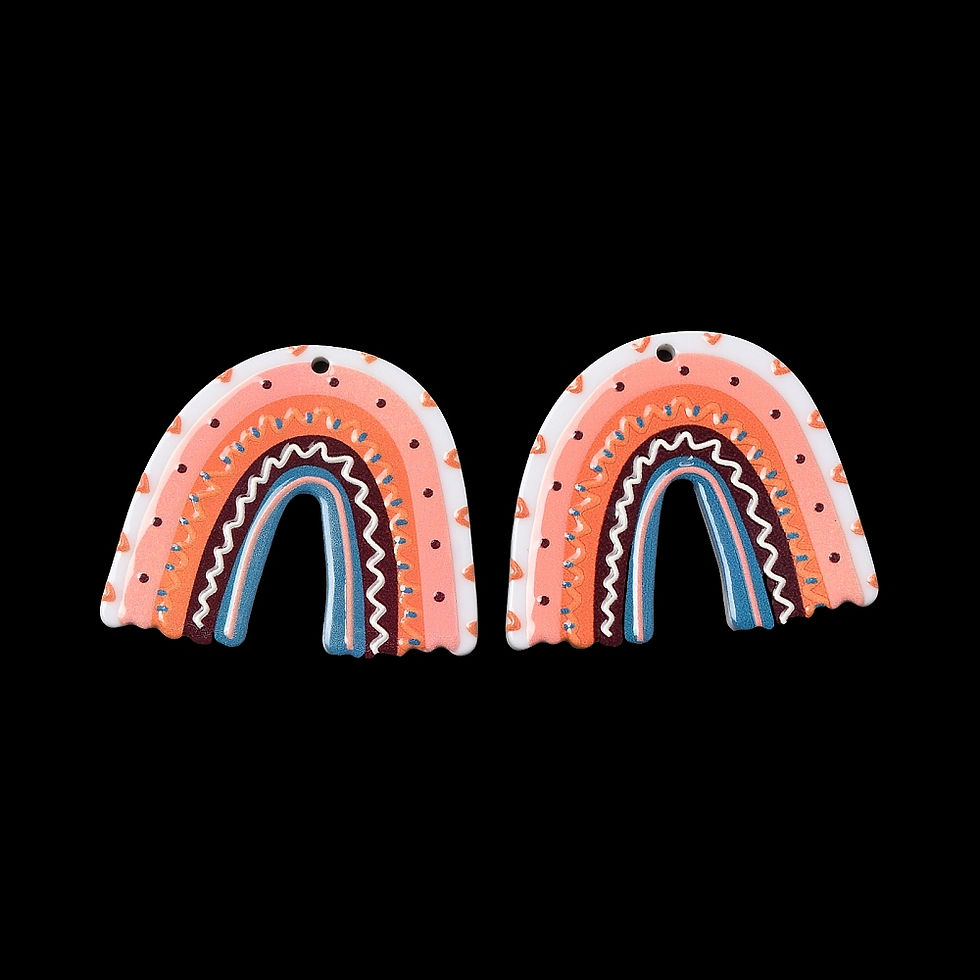 Thumbnail: 4x Rainbow Cellulose Acetate Resin Pendant Cabochons Colourful 36mm Jewellery Ma