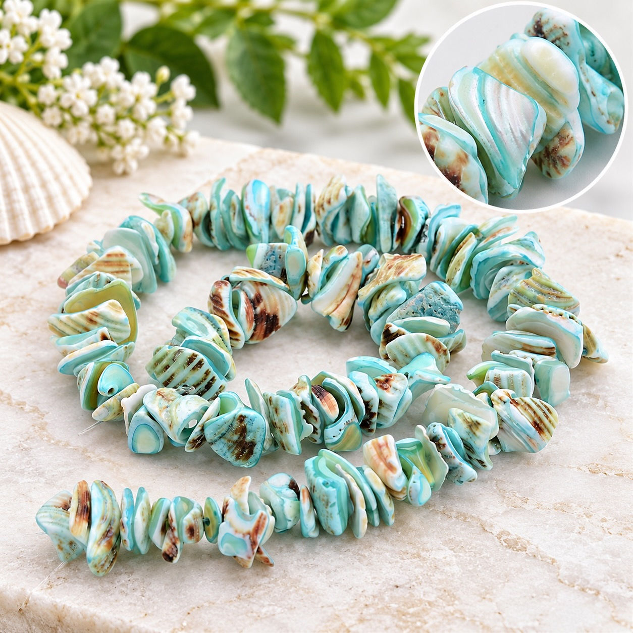 Natural Shell Nugget Beads Sky Blue 8-20mm Strand Jewellery Making Craft
