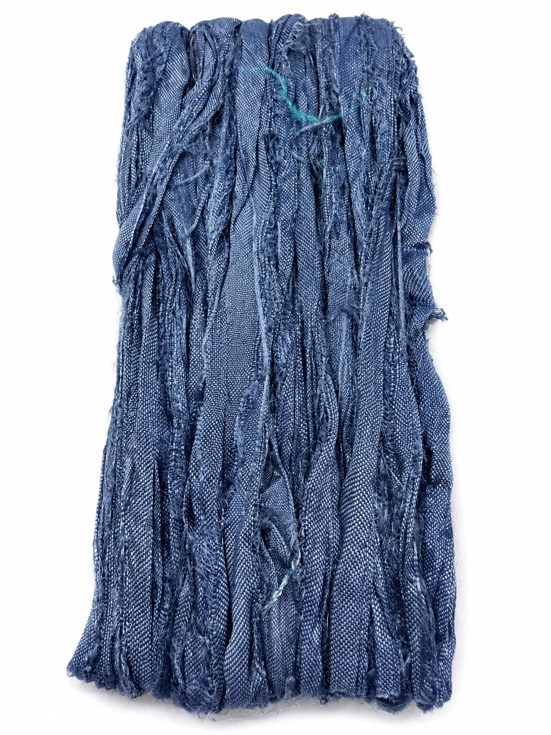 5m Blue Denim Sari Silk Ribbon Textile Craft Fibre Junk Journal SS0024