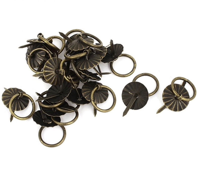 Thumbnail: 19mm Antique Bronze Journal Ring Pull Brads 10pcs