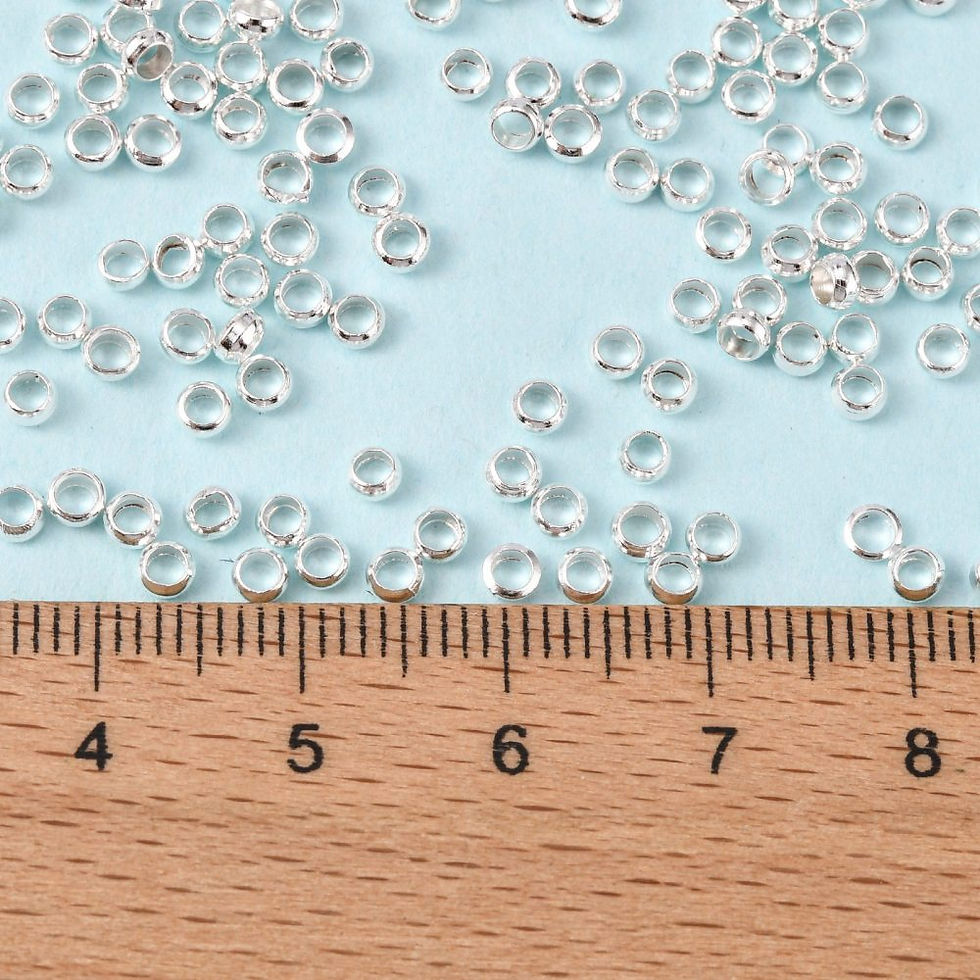 Thumbnail: 3mm Silver Brass Crimp Beads 200/Pkg