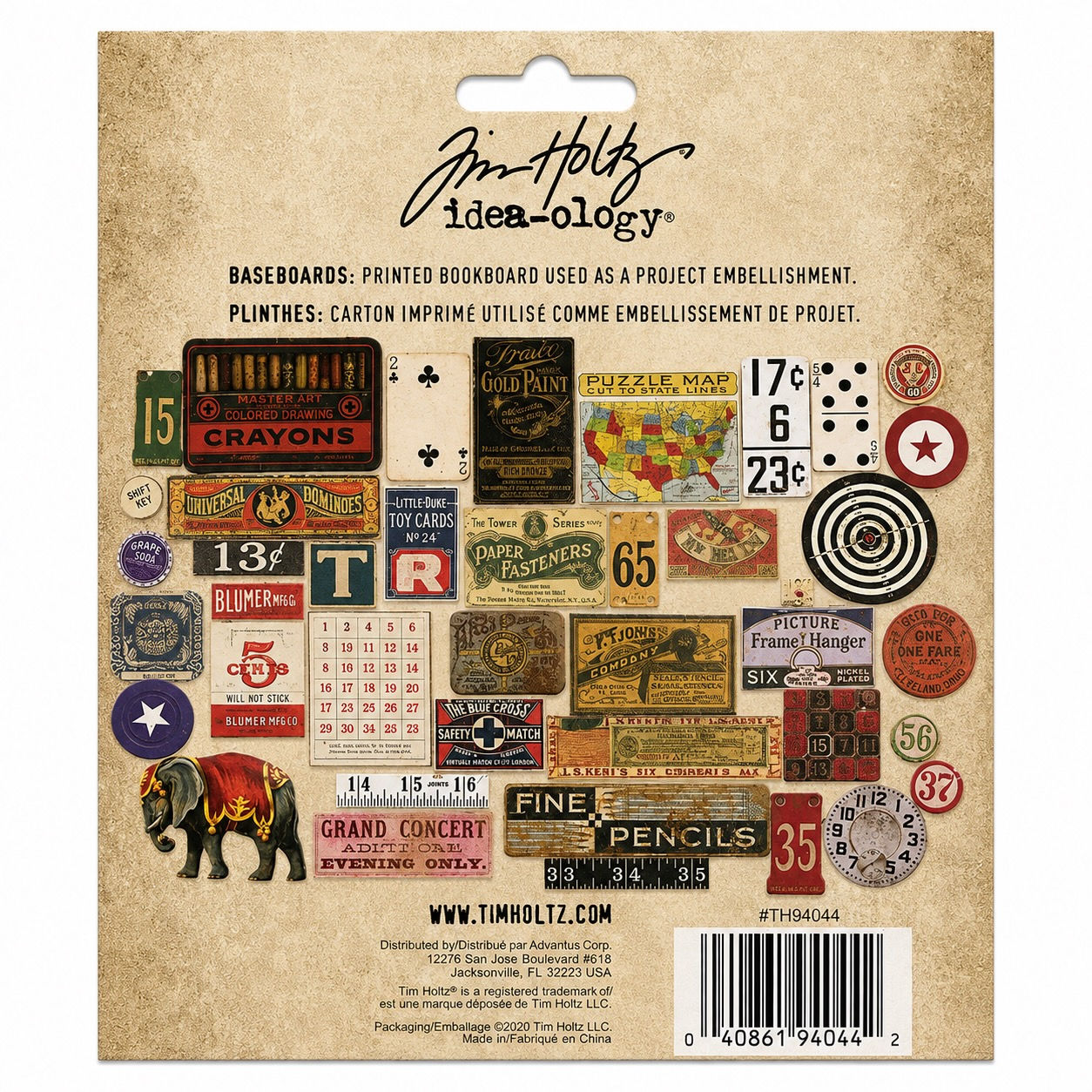 Tim Holtz idea-ology Baseboards 40pc Printed Bookboard Ephemera TH94044