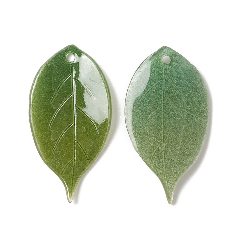 Thumbnail: 10pcs Opaque Resin Leaf Pendants Olive Drab Charms 26mm DIY Jewellery Making 1.2