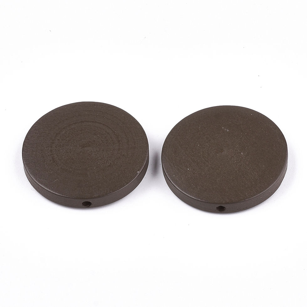 Coconut Brown Flat Round Wooden Beads 30mm 20pcs
