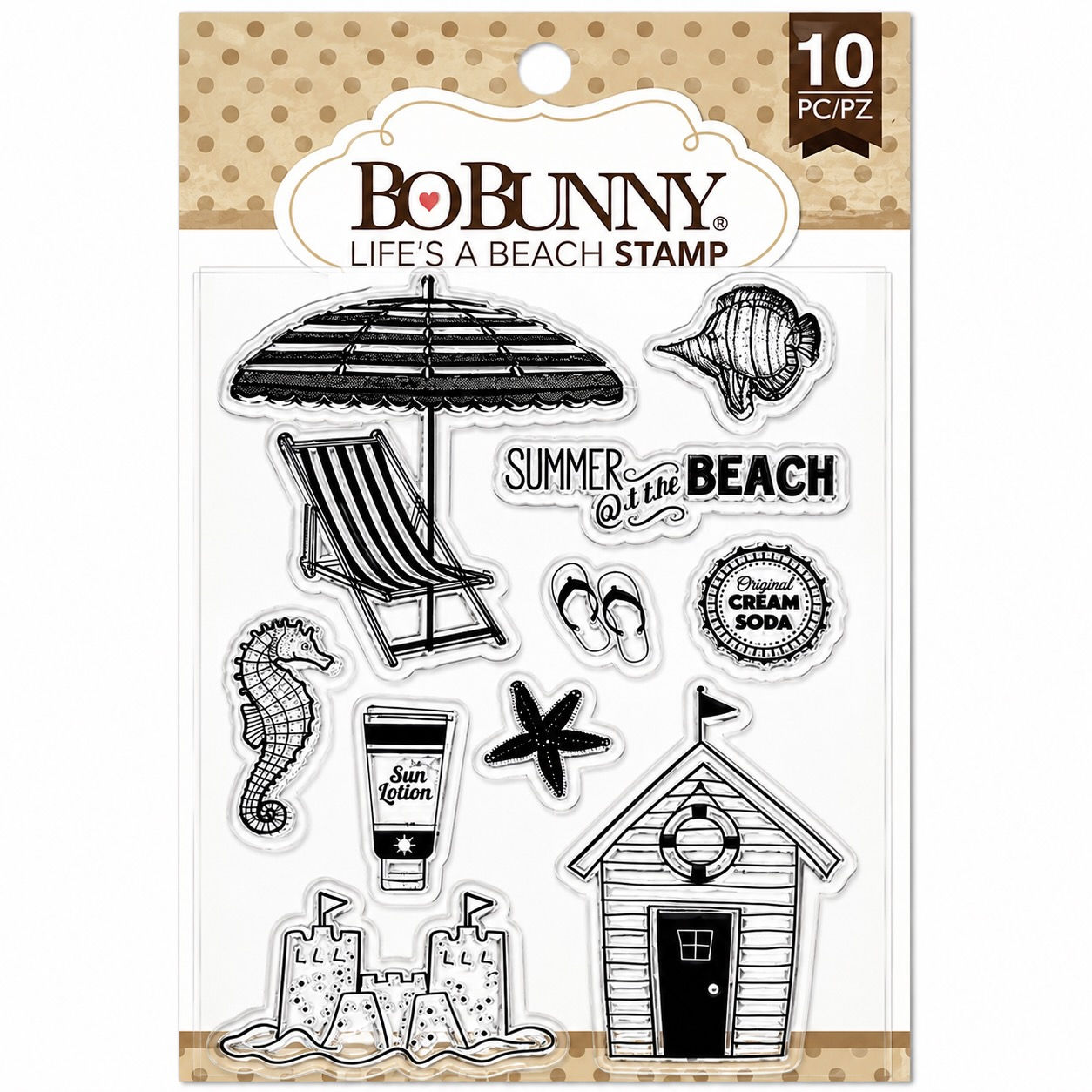 BoBunny Life's A Beach Clear Stamps 4x6 Scrapbooking Craft Set 12105031