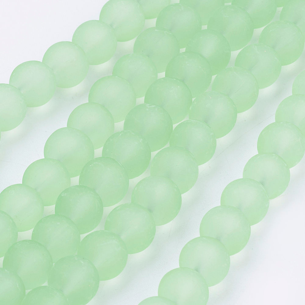 12mm Frosted Transparent Glass Beads Pale Green 31.3' Strand