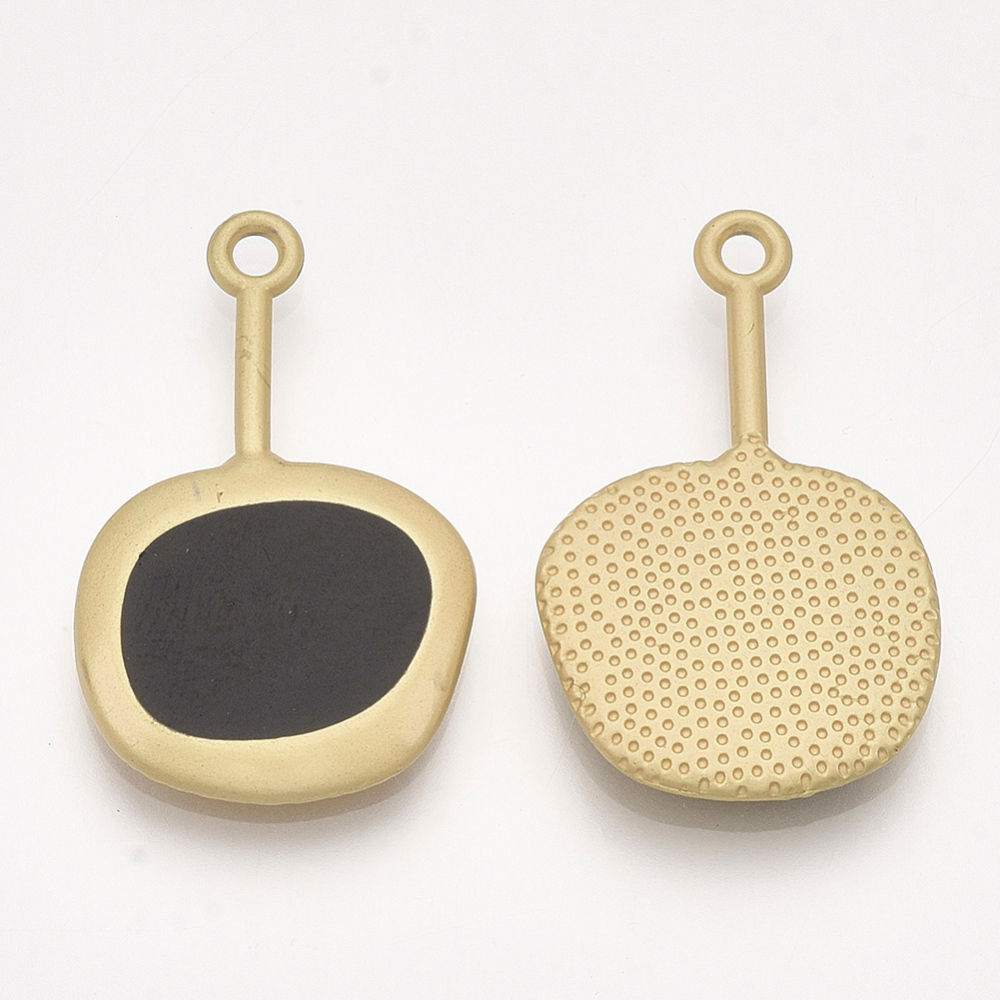 27x17mm Black Alloy Enamel Pendant, Charms 5pcs