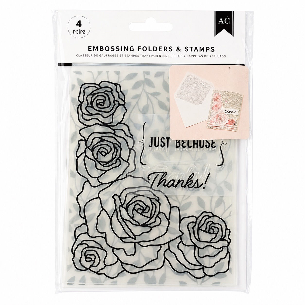American Crafts Embossing Folder & Clear Stamp Set 4pc Craft Kit SKU 352077