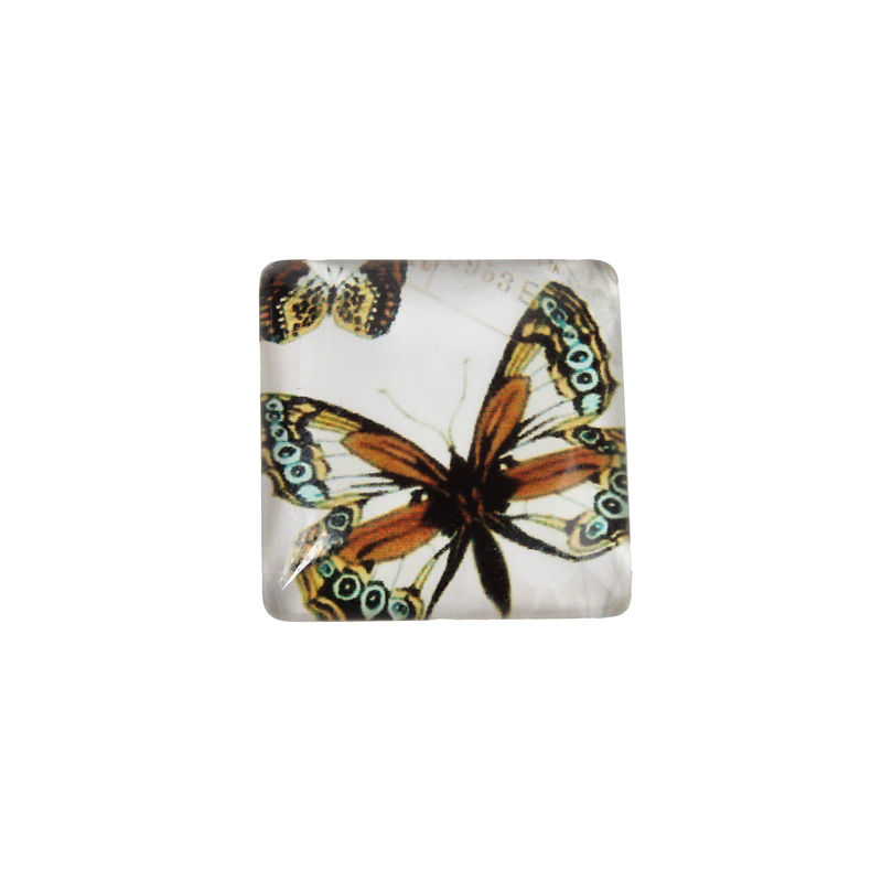 Thumbnail: Butterfly Printed Glass Square Cabochons 12pcs