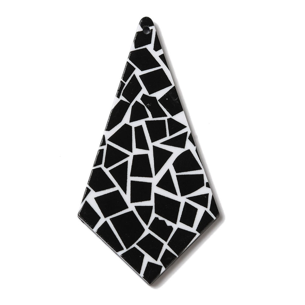 4pc Printed Kite Acrylic Big Pendants Black 65mm Charms 1.5mm Hole DIY Jewellery
