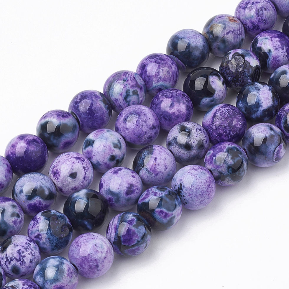 8MM Natural Dyed Crackle Agate Beads Blue Violet 15.4" strand