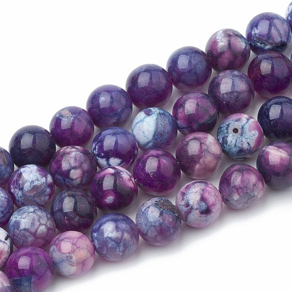 8MM Natural Dyed Crackle Agate Beads Blue Violet 15.4" strand