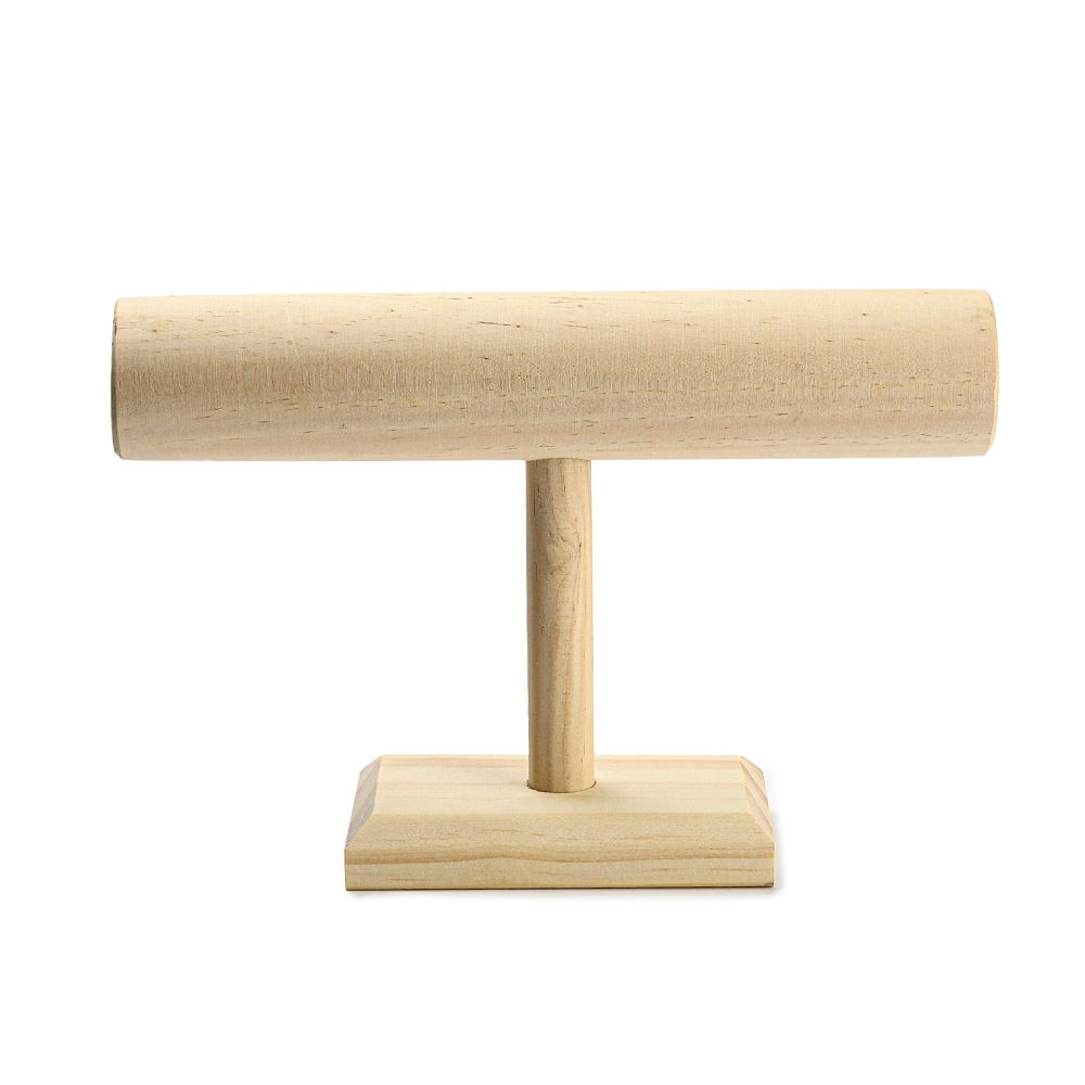 Wooden T-Bar Bracelet Display Stand Jewellery Holder Organiser Cornsilk
