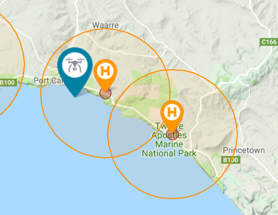 Drone fly map of twelve Apostles