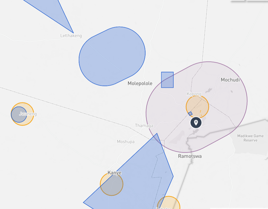 Botswana drone fly map