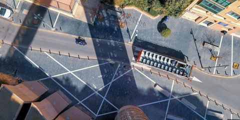 Aerial Photo of an open roof bus