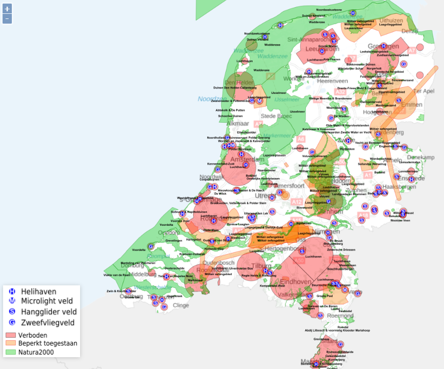 Carte de vol pour drone aux Pays-Bas