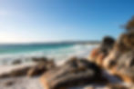 Binalong Bay with red rocks