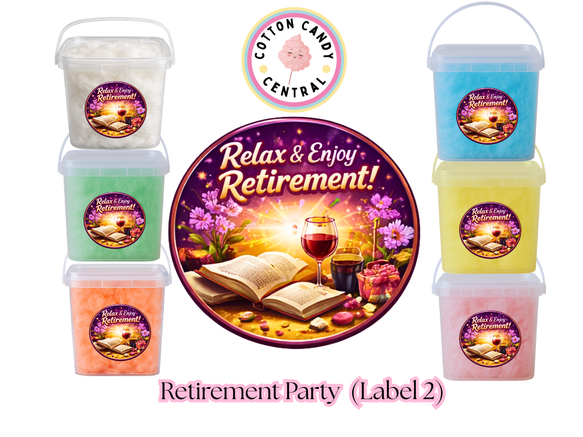 Retirement Parties Cotton Candy Bucket Bundles (Label 2)