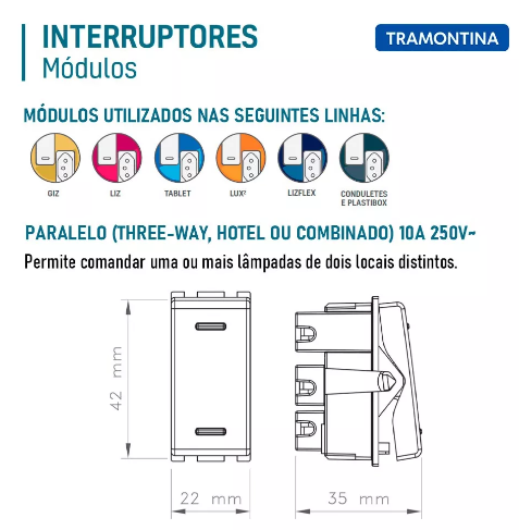 Miniatura: Conjunto 4x2 Com 2 Interruptores 10a Branco Liz Tramontina