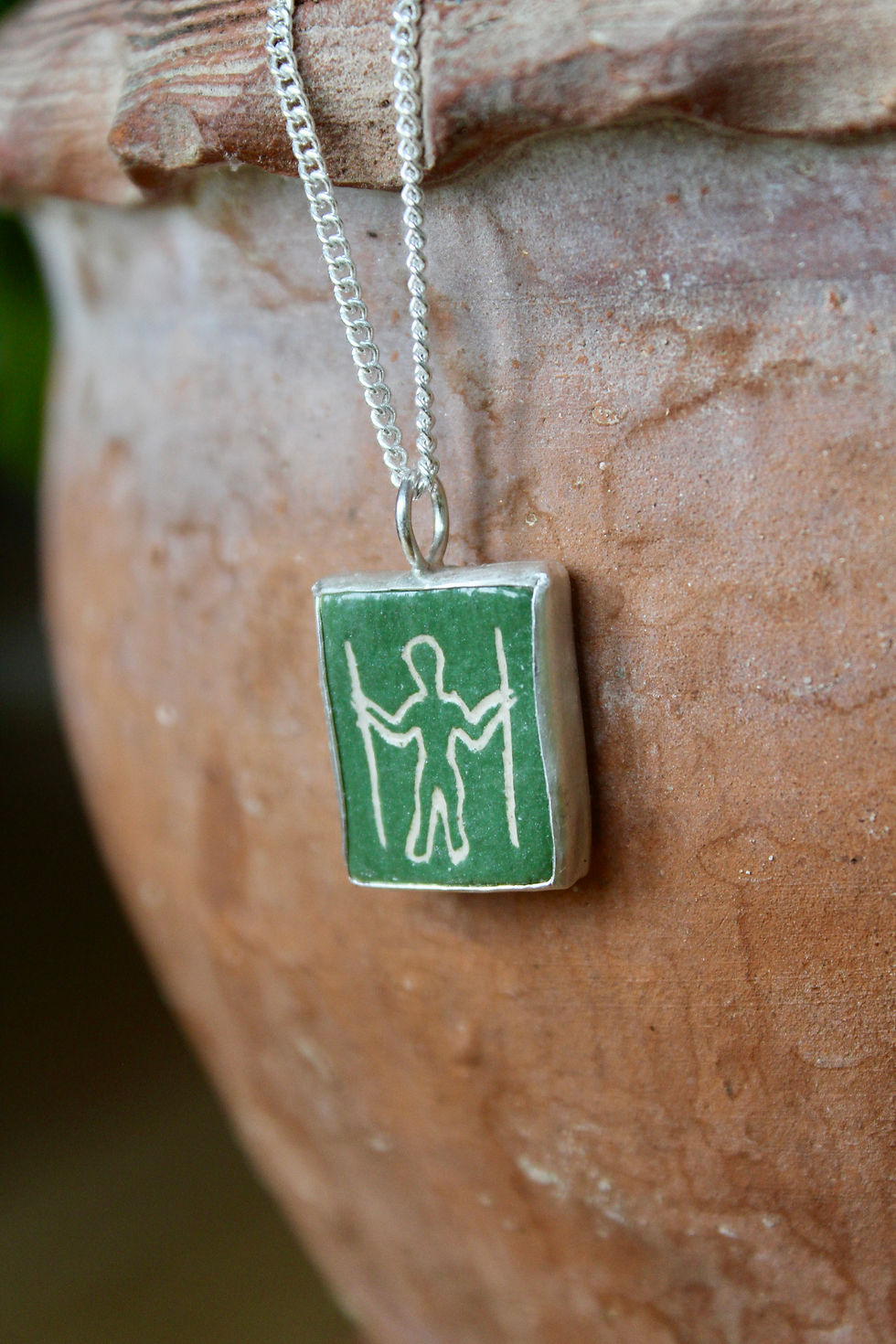 Thumbnail: SILVER & CLAY HAND PAINTED PENDANT - LONG MAN OF WILMINGTON
