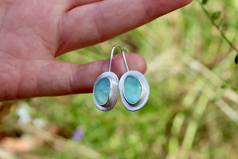Thumbnail: PERUVIAN OPAL TURQUOISE SILVER DROP EARRINGS.