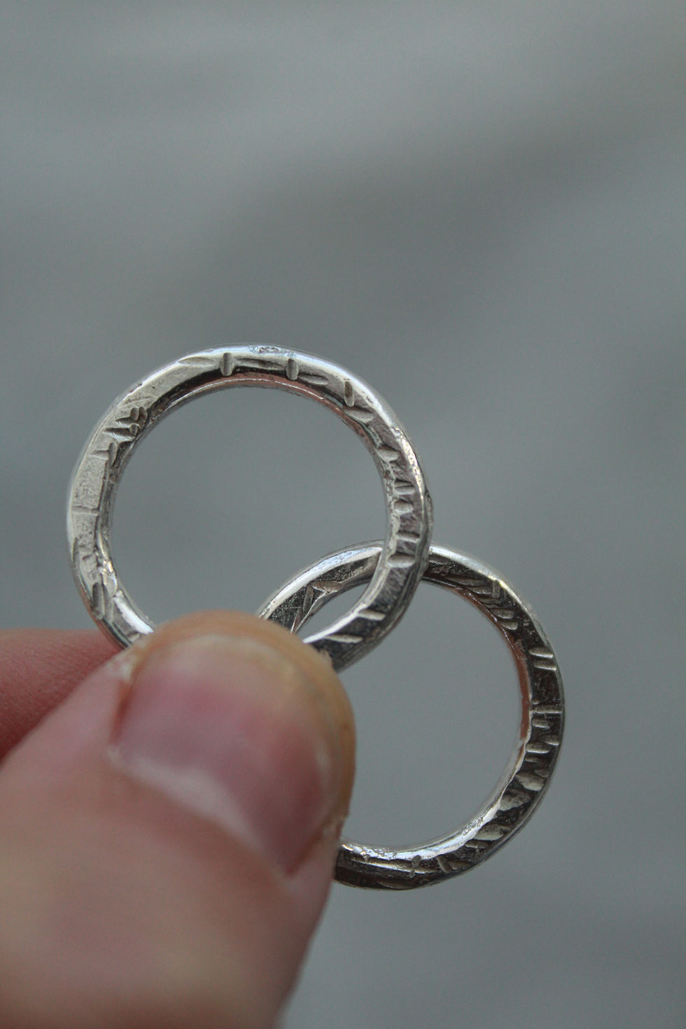 Thumbnail: textured silver ring