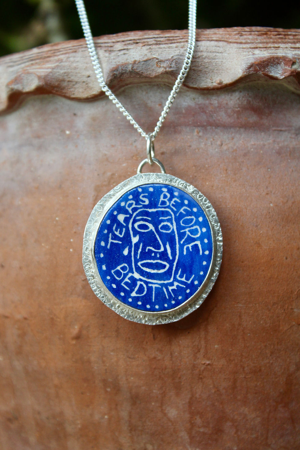 Thumbnail: SILVER & CLAY HAND PAINTED PENDANT 'TEARS BEFORE BEDTIME'
