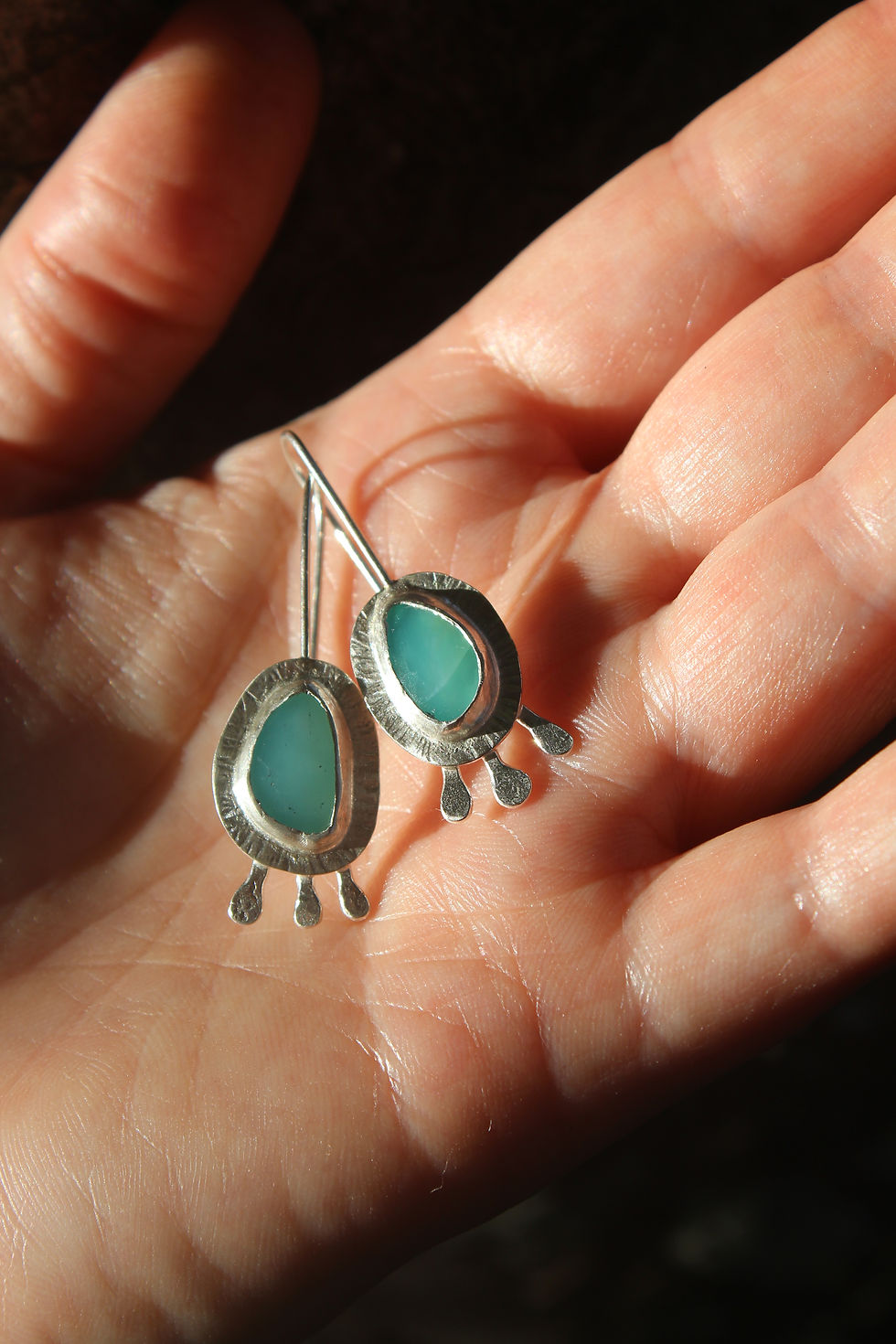 Thumbnail: AQUA PERUVIAN OPAL SILVER EARRINGS