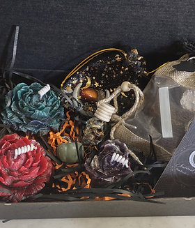 Goth Floral Decadence Peony Beeswax Candle Set w. Crystal, Potpourri & Diffuser