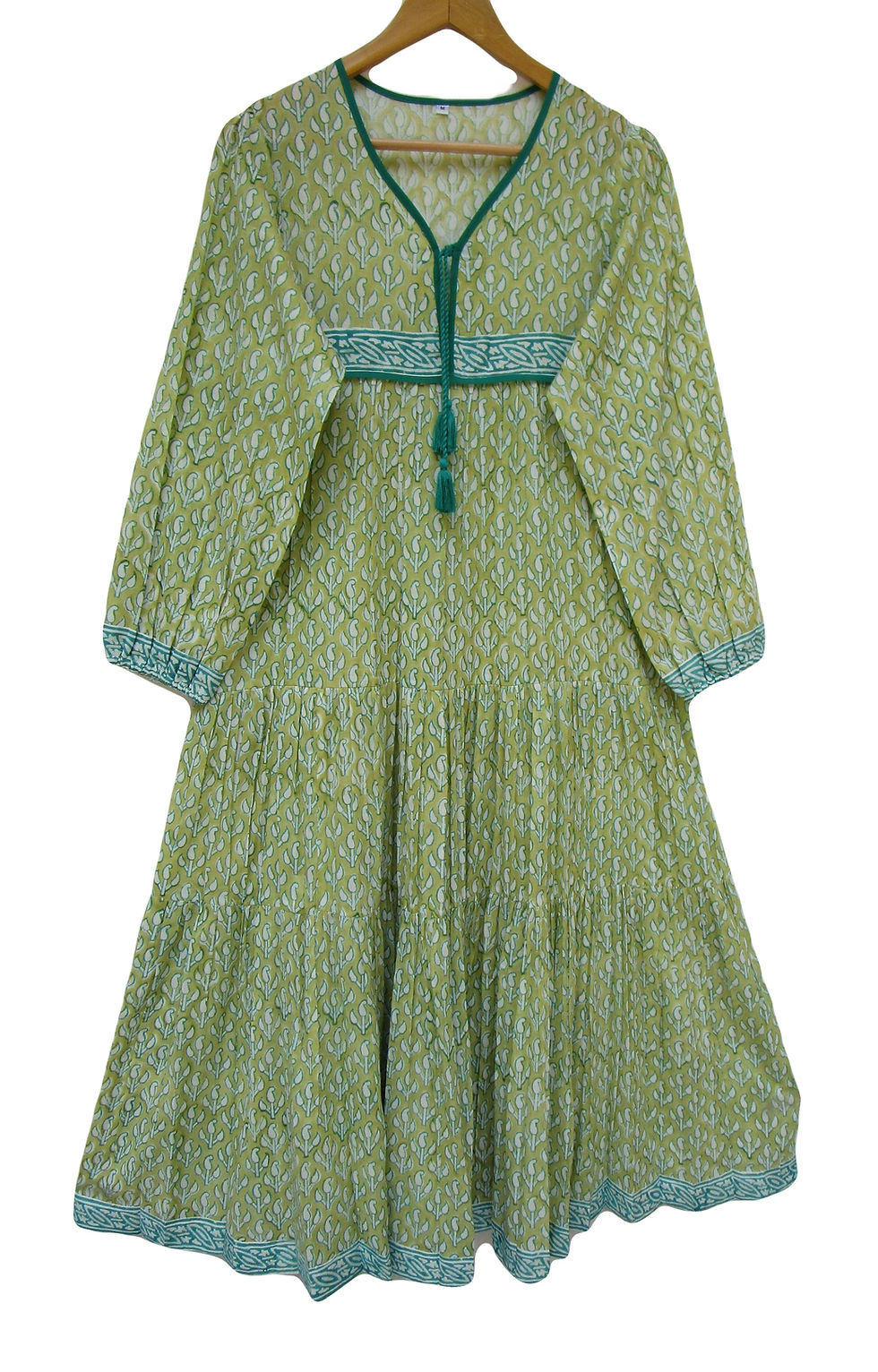 Cotton paisley printed women's wear tier maxi dress