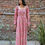 Thumbnail: Cotton pink flower printed women's wear A-line maxi dress