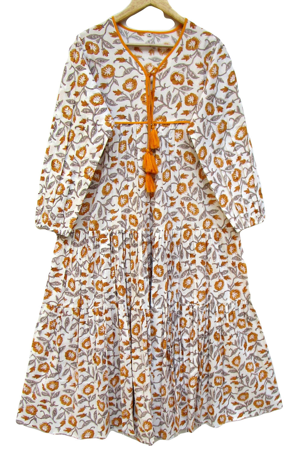 Cotton floral printed women's wear empire waist bohemian style tier maxi dress