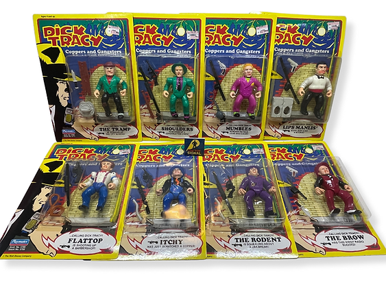 Carded Kenner Dick Tracy action figures including classic villains from the Coppers and Gangsters series.