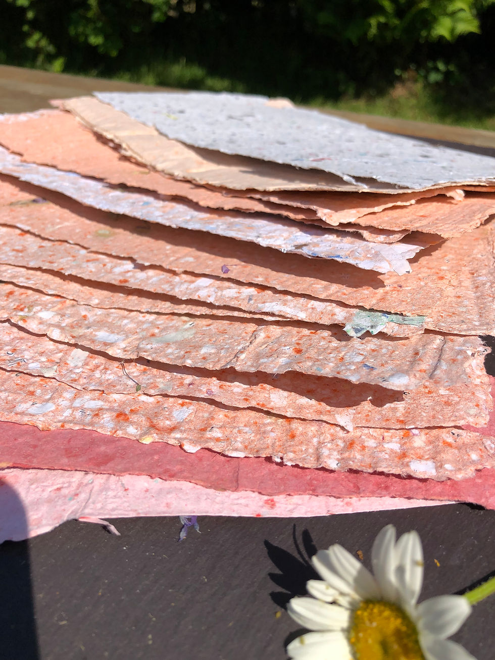 Thumbnail: handmade paper shades  of orange.