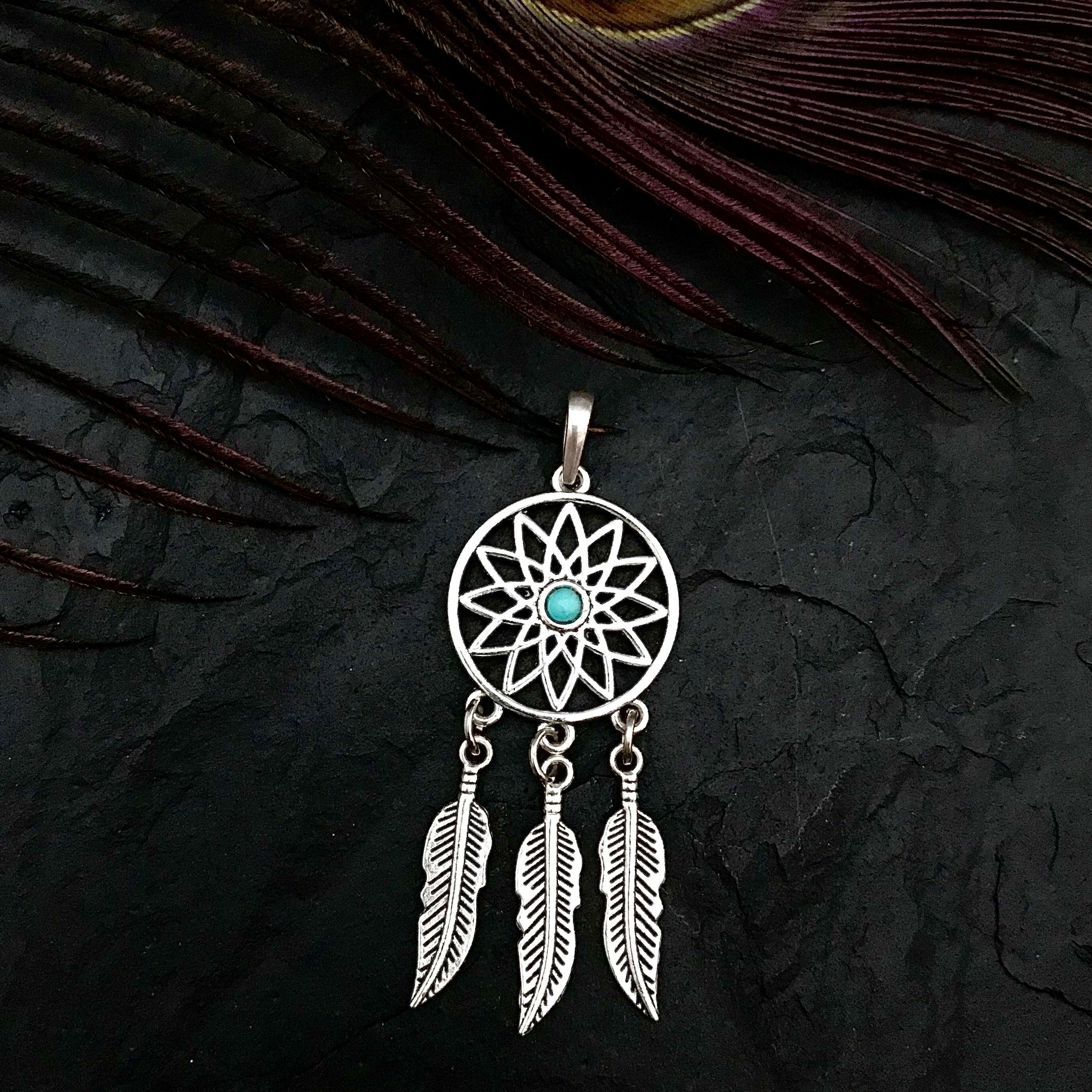 Dreamcather Necklace with turquoise stone center