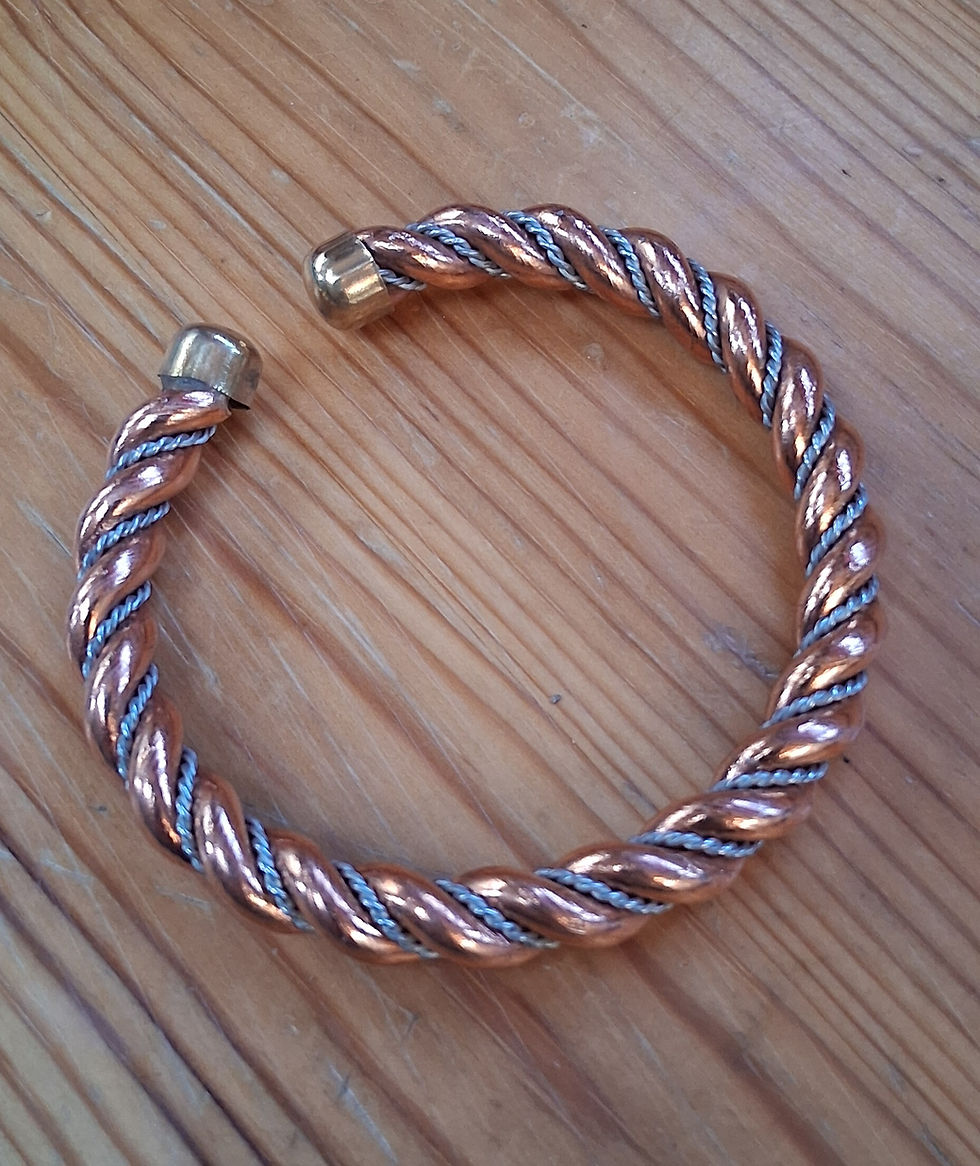 Thumbnail: Unisex Twisted Copper & Stainless Steel Bangle 
