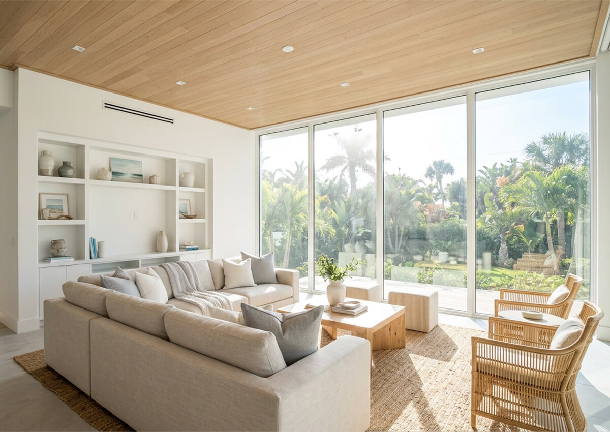 Florida living room before roller shade installation