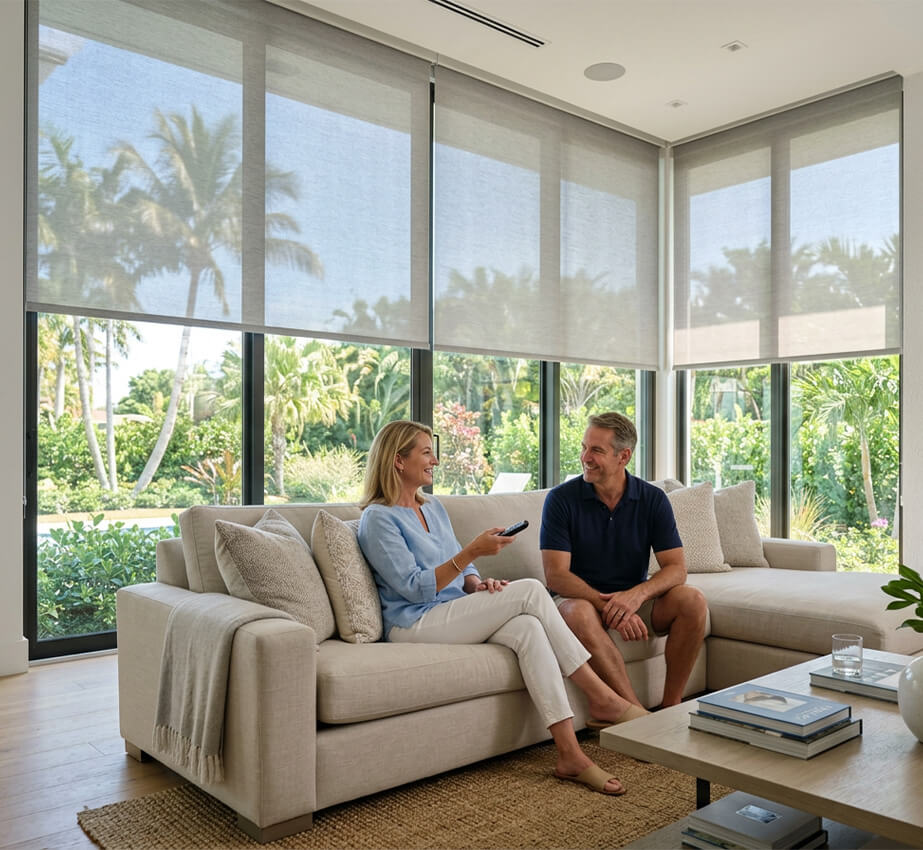Unseen Screens customer in a bright Florida home