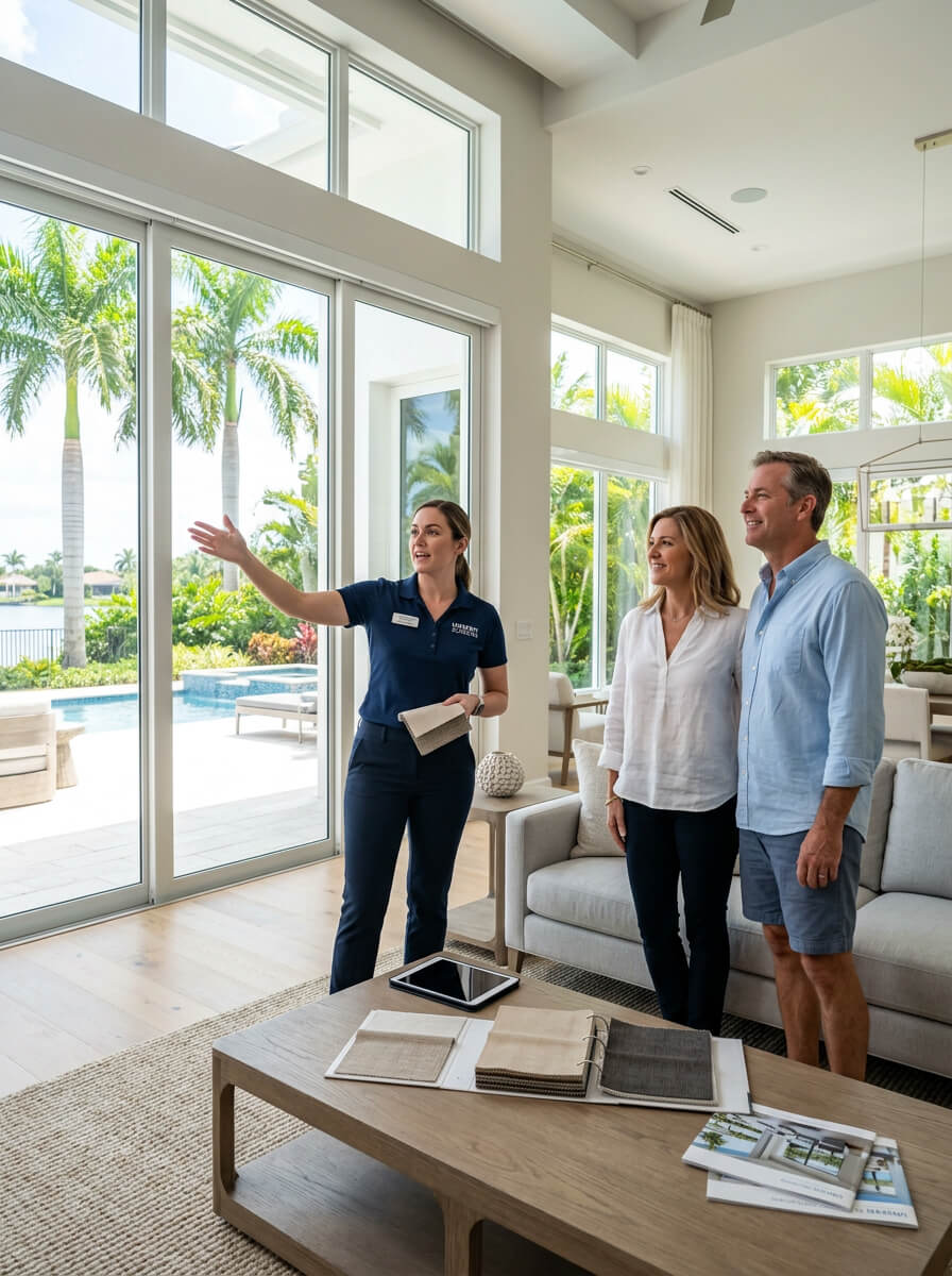 Unseen Screens specialist meeting with a Florida homeowner