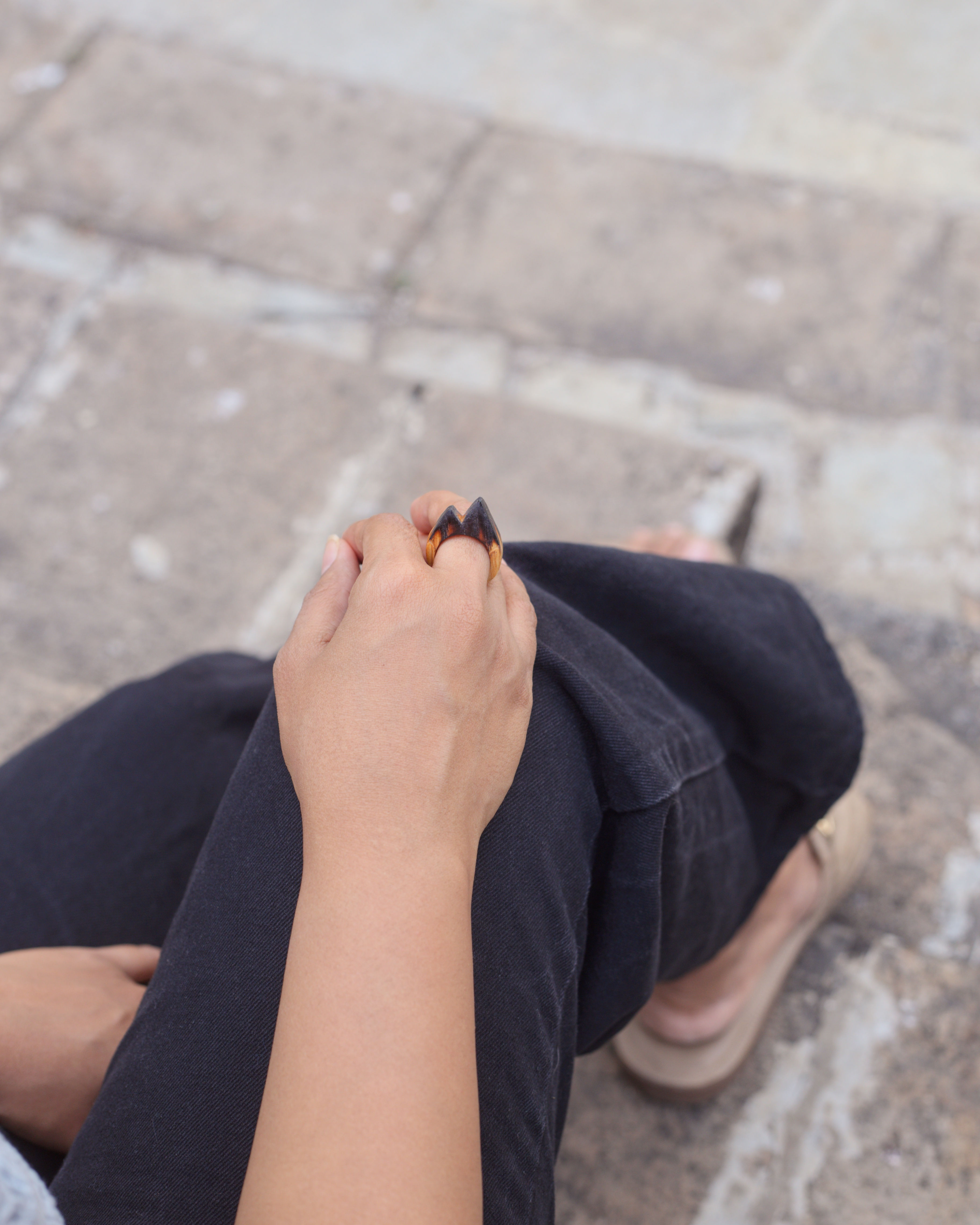 To the mountains hand-carved ring