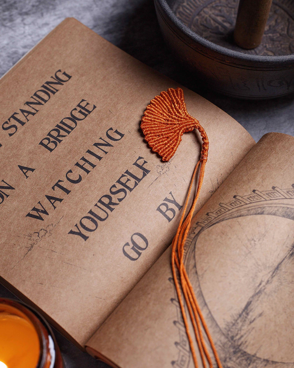Thumbnail: Gingko macrame bookmark