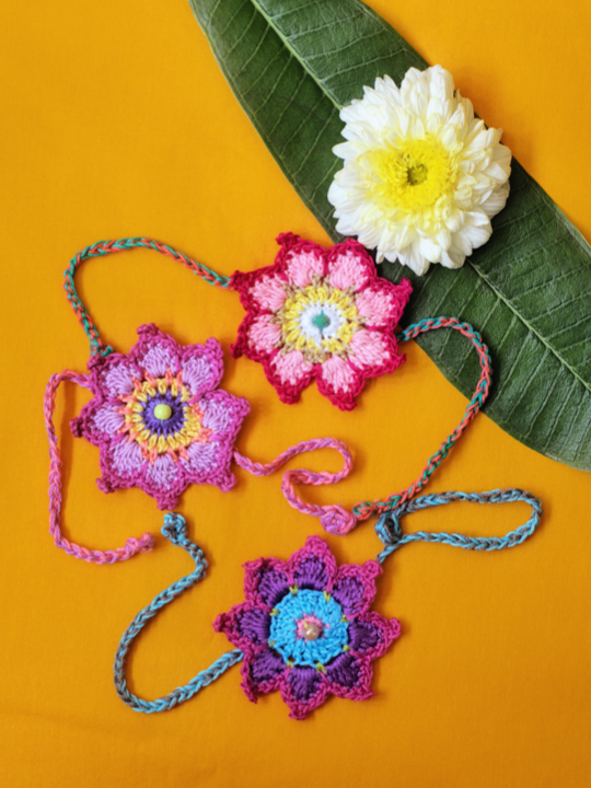 Frida's Flowers Crocheted Rakhi - Set of 3